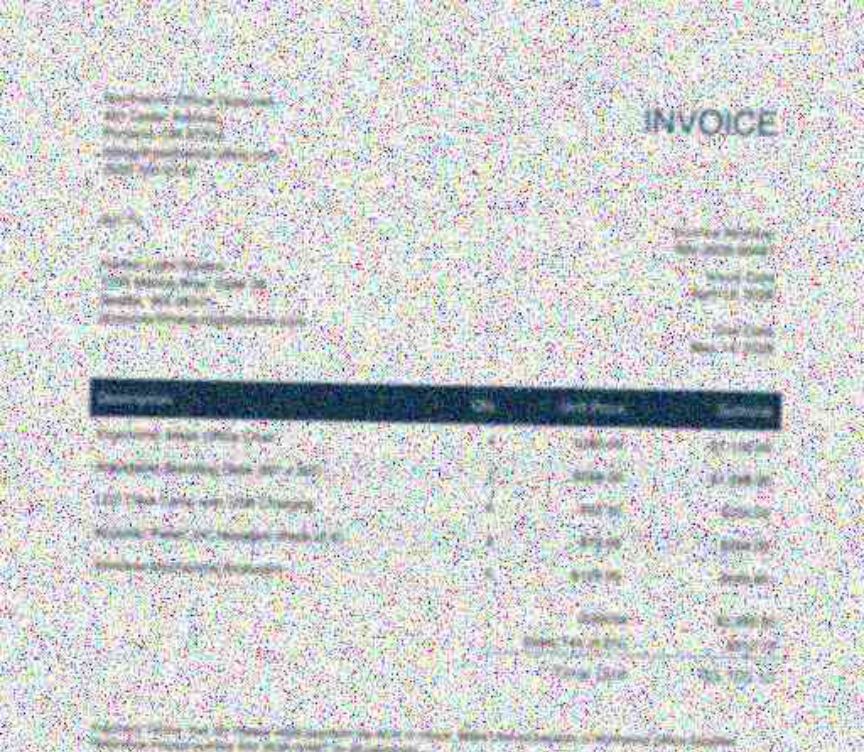 The barely legible scanned invoice used in round two
